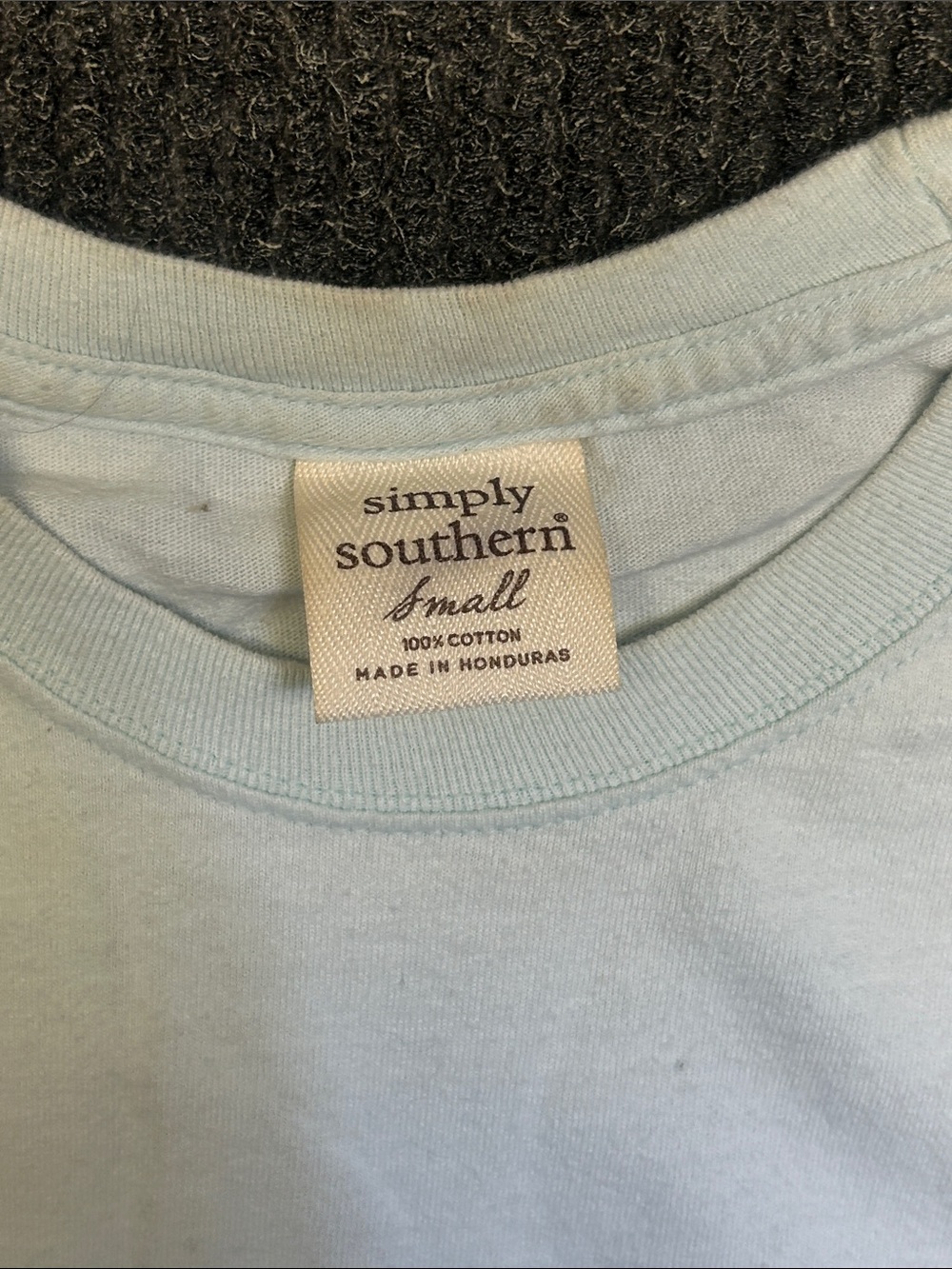 Simply Southern Light Blue Short Sleeve Tee with Volleyball Chest Logo - Picture 2 of 4